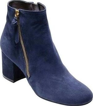 Cole Haan Booties Women's Size 8.5 Blue Suede Slip on Heel Ankle Boots ♥️